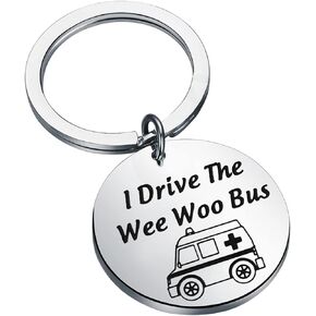 FAADBUK Ambulance Driver Keychain Responder Gift I Drive The Wee Woo Bus Emergency Vehicle Charm Emergency Nurse Gift