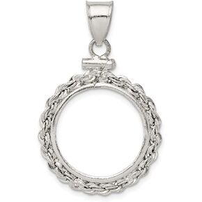Sterling Silver 19.1 x 1.5mm Rope Coin Bezel Pendant