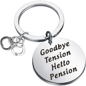 LQRI Police Officer Retirement Gift Retired Police Officer Gift Goodbye Tension Hello Pension Keychain Retiring Cop Gift