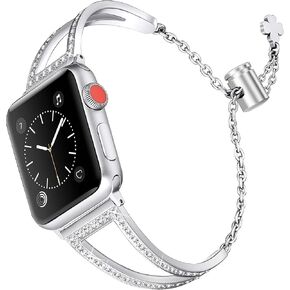 Secbolt Bling Bands Compatible with Apple Watch Bands 38mm 40mm 41mm 42mm 44mm 45mm iWatch Series 9/8/7/6/5/4/3/2/1/SE, Women Dressy Metal Jewelry Bracelet Bangle Wristband Stainless Steel in Kuwait