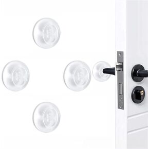 Strongest Wall Door Handle Stopper，4 Pieces 2inch of Clear Rubber Knob, Round Wall Shield Cushion. Guard Door Bumper Wall Protector Silencer. Self Adhesive