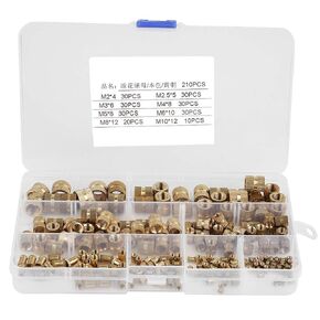 Brass Knurled Nut, M2 ​M2.5 ​M3 ​M4 ​M5 ​M6 ​M8 ​M10 ​Brass Cylinder Knurled Threaded Round Insert Embedded Nuts for Printing 3D Printer and More Projects