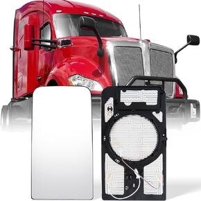 Heated Lower Mirror Glass for Kenworth T600 T660 T800, Small Mirror Glass Replacement with Defrost Function for Kenworth T600 T660 T800 Driver/Left & Passenger/Right Universal Side