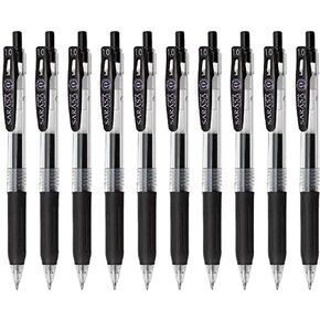 Zebra Sarasa Clip 1.0 Retractable Gel Ink Pen, Rubber Grip, 1.0mm, Black Ink, Value Set of 10
