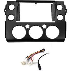 9'' Car Radio Stereo Dash Frame Fascia Bezel Panel w/Power Harness Cable Compatible for Toyota FJ Cruiser 2007~08 08 10 11 12 13 14 15 16 17 18