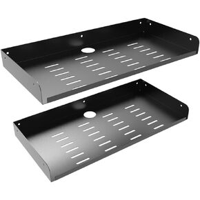 JINGCHENGMEI 2 Pcs of Metal Floating Shelf Wall Mounted for Storage, W 16.6" x D 8" Display Shelf for Collection in Bathroom, Bedroom, Living Room, Kitchen, Modern Steel (16.6 inches 2 Pcs)