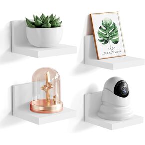 4 Pack Small Floating Shelf, Mini Wall Shelf Small Shelf for Wall Decor, Plastic Hanging Display Ledges for Bathroom Livingroom Bedroom