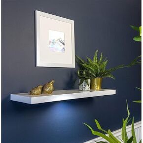 Kiera Grace LED Light Modern Floating Shelf, 24", White