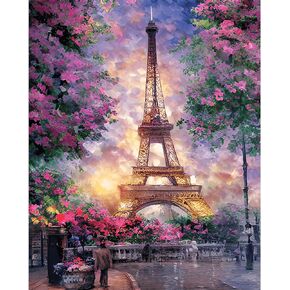 MXJSUA Paint by Numbers Kit for Adults, Paint by Number Kits on Canvas with Brushes Acrylic Pigment, DIY Oil Painting for Home Wall Decor (40x50cm/16x20 inch) Eiffel Tower