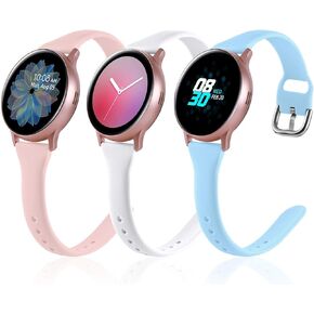 3 Pack Slim Bands for Samsung Galaxy Watch 7/Watch 6 5 4 40mm 44mm, Galaxy Watch Active 2/Watch 5 pro 45mm/Watch 3 41mm/Watch 4 Classic 46mm 42mm, 20mm Soft Silicone Sport Band for Women Men