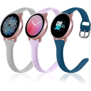 3 قطع من الأربطة الرفيعة لساعة Samsung Galaxy Watch 6/Watch 5 4 40mm 44mm، Galaxy Watch Active 2/Watch 5 pro 45mm/Watch 3 41mm/Watch 4 Classic 46mm 42mm، 20mm سوار رياضي من السيليكون الناعم للنساء والرجال