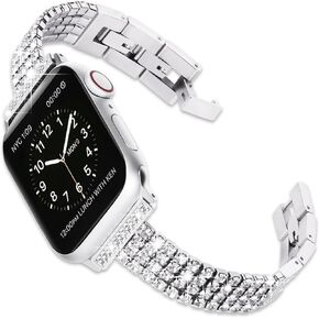 Arranged Rhinestone Bracelet Apple Watch Band, with Shiny Metal, Infinitely Bling