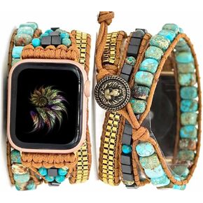 Compatible with Apple Watch Band 49mm 45mm 41mm 44mm 42mm 40mm 38mm Boho Beaded Bracelets,Multilayer Wraps Stone Handmade Watch Strap for Women Men for iWatch SE/Ultra Series 9 8 7 6 5 4 3 2 in Saudi Arabia