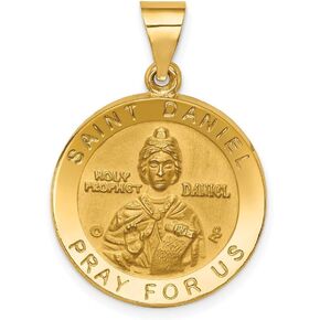 Sonia Jewels 14k Yellow Gold Catholic Patron Saint Daniel Medal Brushed Matte Finish Pendant Charm - 26mm x 18mm
