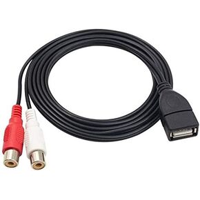 USB to 2RCA Cable, Haokiang 5 Feet/1.5m USB 2.0 Female to 2 RCA Female Jack Splitter Audio Video AV Composite Adapter Cord Cable (USB F/2RCA F)