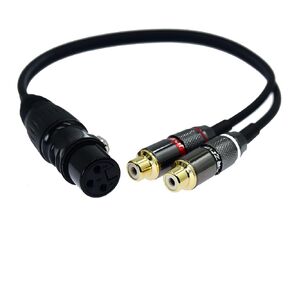 5ft XLR female to 2 RCA female Plug Y Splitter 3 Pin to Dual RCA Stereo patch audio Cable Phono Interconnect Duplicator Lead Adapter Connector Sound card eq Microphone Cord 2 x Unbalanced(1 pack)