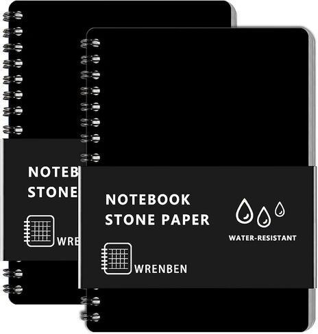 2PCS Waterproof Spiral Notebooks with Stone Paper and PVC Cover, Graph Pattern Weatherproof Notepad 100 Pages, Medium Size All-Weather Steno Pads for Outdoor Field (4.8"x7", Blue) in Saudi Arabia