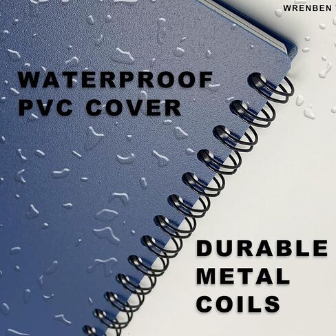2PCS Waterproof Spiral Notebooks with Stone Paper and PVC Cover, Graph Pattern Weatherproof Notepad 100 Pages, Medium Size All-Weather Steno Pads for Outdoor Field (4.8"x7", Blue) in Saudi Arabia