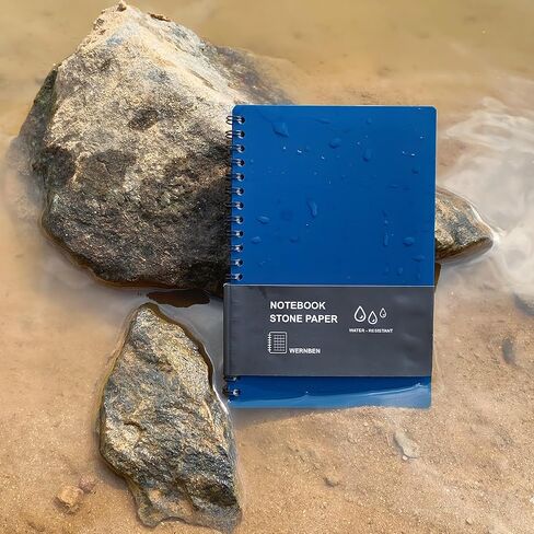 2PCS Waterproof Spiral Notebooks with Stone Paper and PVC Cover, Graph Pattern Weatherproof Notepad 100 Pages, Medium Size All-Weather Steno Pads for Outdoor Field (4.8"x7", Blue) in Saudi Arabia