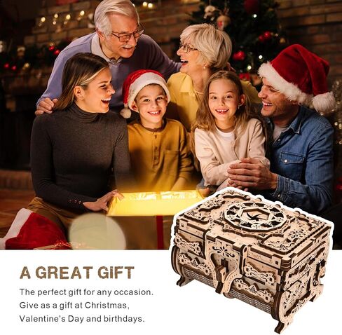 3D Wooden Puzzle for Adults, 3D Puzzle Antique Wooden Box Model Kits with Markers for Kids, Jewelry Box, Mechanical Treasure Box DIY Craft Kits Birthday for Adults/Teens Home Décor in Kuwait