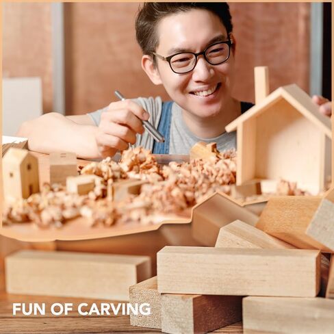 Basswood Carving Blocks, 7PCS Wooden Blocks Unfinished, Smooth Bass Wood for Carving Whittling Wood Carving Kit for Crafts, Carving Blocks for Kids Adults (4x1x1, 4x2x2 inches) in Saudi Arabia