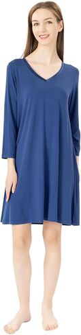 Bamboo Nightgowns for Women Soft Night Shirt Sleepwear Long Sleeve Lightweight Plus Size Sleepshirts in Kuwait