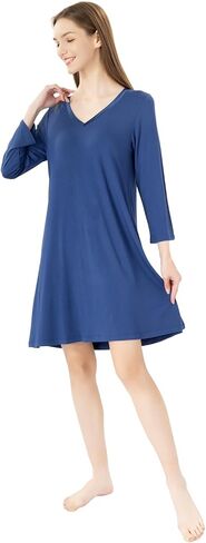 Bamboo Nightgowns for Women Soft Night Shirt Sleepwear Long Sleeve Lightweight Plus Size Sleepshirts in Kuwait