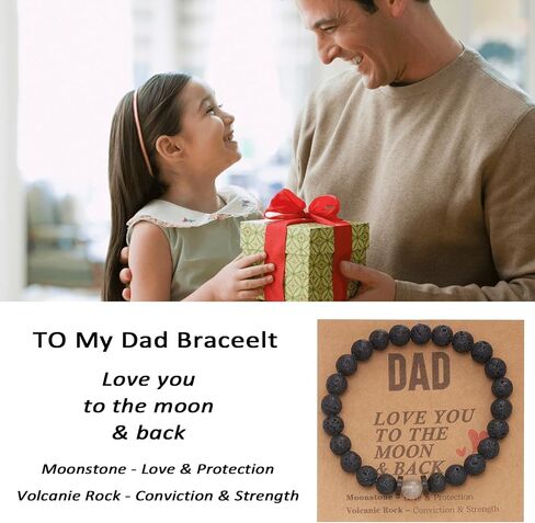 To My Dad Bracelets Natural Gemstone Bracelet Christmas Valentines Birthday Gift for Husband Boyfriend Grandpa in Saudi Arabia