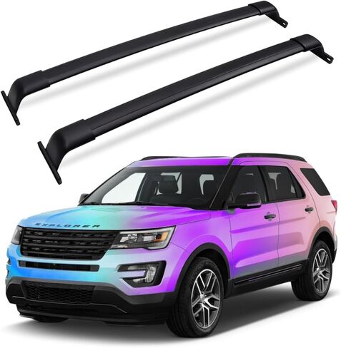 Roof Racks Aluminum Alloy ONLY Rail Cross Bars Rail Fit for Ford Explorer 2016 2017 2018 2019 Rack Crossbar Black in Kuwait