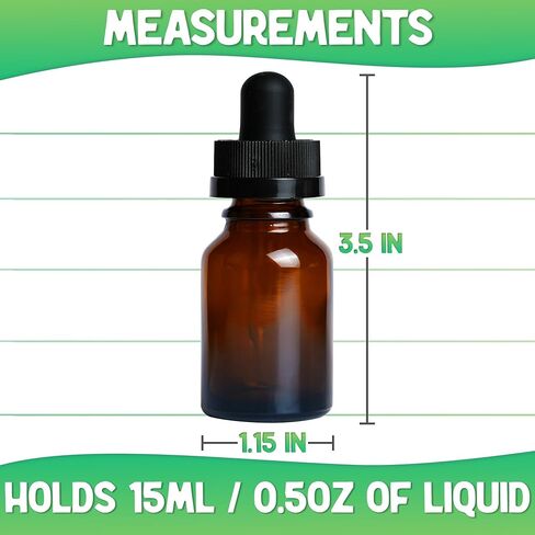 عدد 12 زجاجات صبغة زجاجية كهرمانية فارغة سعة 5 أونصة مع قطارة - زجاجة زجاجية سعة 15 مل مع قطارة - زجاجات صغيرة ممتازة للسوائل مثالية كقطرات للزيوت وكزجاجة قطارة للعين in Kuwait