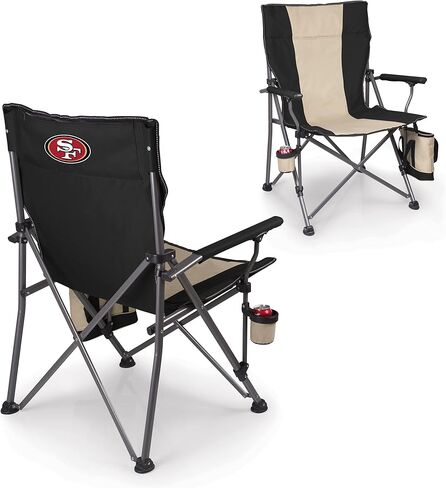 مبرد Big Bear XXL من PICNIC TIME، شاطئ عالي التحمل، كرسي تخييم بسعة 500 رطل مع حقيبة حمل، شعار فريق NFL، مقاس واحد، أسود in Saudi Arabia