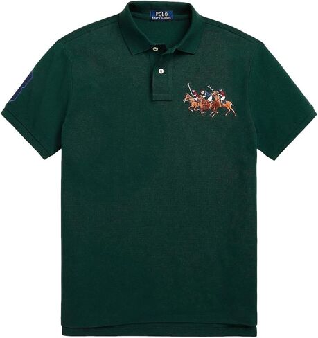 Polo Ralph Lauren Classic Fit Mesh Triple Pony Polo Shirt (M, ClgGreen) in Saudi Arabia
