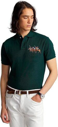 Polo Ralph Lauren Classic Fit Mesh Triple Pony Polo Shirt (M, ClgGreen) in Saudi Arabia