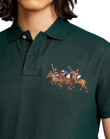 Polo Ralph Lauren Classic Fit Mesh Triple Pony Polo Shirt (M, ClgGreen) in Saudi Arabia