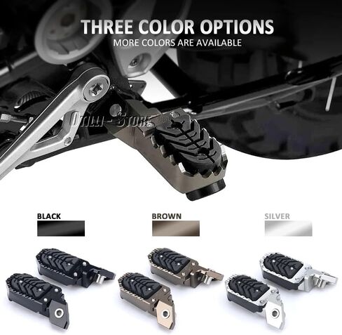 Motorcycle Aluminum Adjustable Foot Pegs Compatible with BMW F750GS| 850GS| 850GS/ R1200GS/ R1250GS Adventure Rider Footpegs Footrest Pedals with Built-in Spring Motorcycle Accessories (Black) in Saudi Arabia