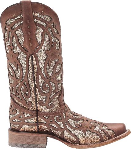 Corral Women's Orix Glitter Inlay & Studs Square Toe Boots SZ in Saudi Arabia