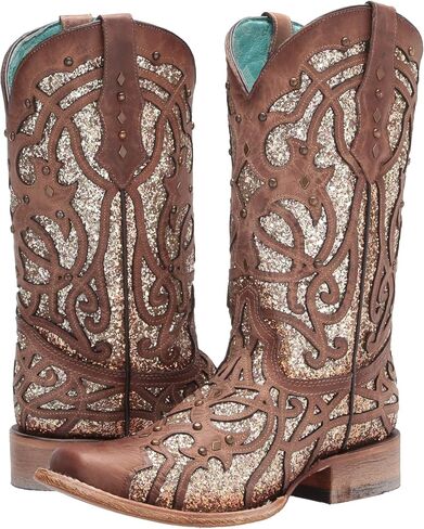 Corral Women's Orix Glitter Inlay & Studs Square Toe Boots SZ in Saudi Arabia