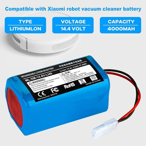 Powilling 14.4V 4000mAh Li-ion بديل لـ Xiaomi MI G1، لـ Panasonic MC-WRC53، لـ Phicomm X3، لـ PUPPY0O R30 / R30 PRO، لـ FLYCO FC9601 / FC9602 Essential MJSTG1 Robot Vacuum Cleaner in Saudi Arabia