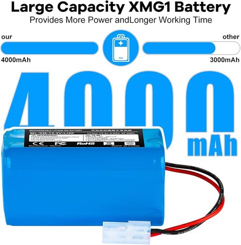 Powilling 14.4V 4000mAh Li-ion بديل لـ Xiaomi MI G1، لـ Panasonic MC-WRC53، لـ Phicomm X3، لـ PUPPY0O R30 / R30 PRO، لـ FLYCO FC9601 / FC9602 Essential MJSTG1 Robot Vacuum Cleaner in Saudi Arabia