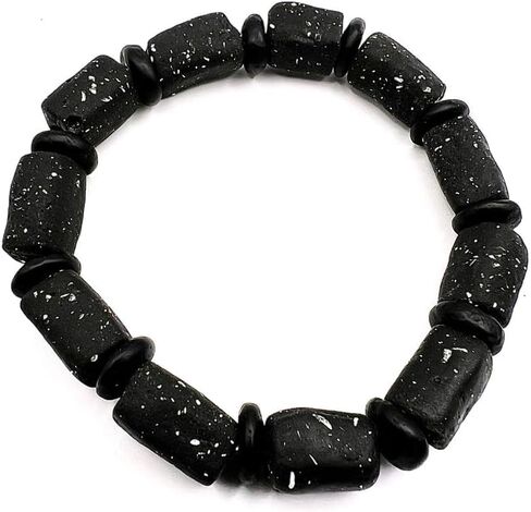 Ghanaian Recycled Handmade Powder Glass Trade Bead Bracelet (M, Yellow) in Saudi Arabia