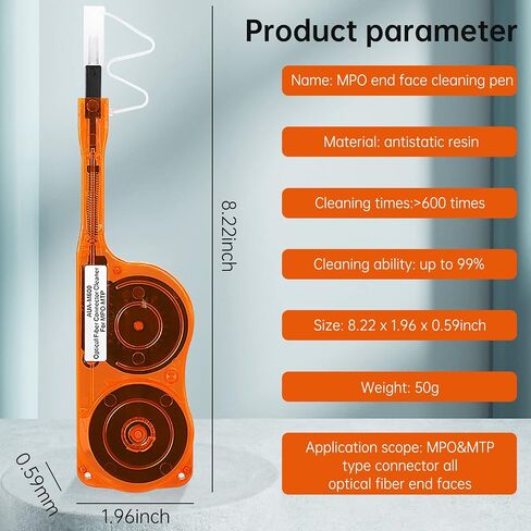 2 Pack Fiber Optic Cleaner Tools Cleaning Pen for MPO/MTP Connector, Optical Connector Cleaner Over 600 Cleans Fiber Endface Cleans & Optical Connector Cleans(Orange) in Saudi Arabia