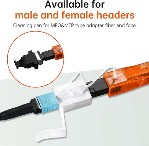 2 Pack Fiber Optic Cleaner Tools Cleaning Pen for MPO/MTP Connector, Optical Connector Cleaner Over 600 Cleans Fiber Endface Cleans & Optical Connector Cleans(Orange) in Saudi Arabia