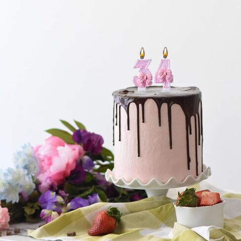 شموع عيد الميلاد الرابع والثلاثين، شموع عيد ميلاد ذهبية وردية 43 و34 عامًا، هدايا تزيين تزيين الكيك لحفلة عيد ميلاد سعيد للنساء والرجال in Kuwait