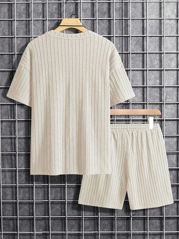 COZYEASE Men's 2 Piece Outfits Short Sleeve Crewneck Summer T Shirt and Drawstring Casual Track Shorts Set in Saudi Arabia