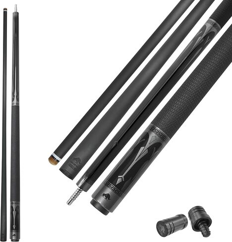 RHINO Eclipse Pool Cue - رمادي (مفصل نصف قطري) - 12.8 مم، قطر الطرف 12.4 مم. استقامة. عمود من ألياف الكربون بنسبة 100% ومؤخرة مركبة. قبضة جلد من الألياف الدقيقة. تفتق برو in Kuwait