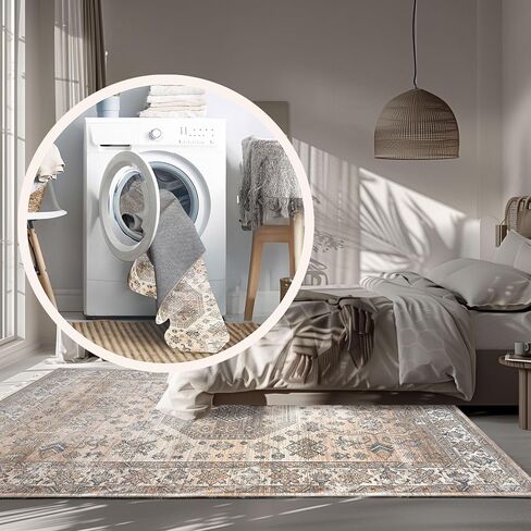 nuLOOM Darby Persian Stain Resistant Machine Washable Area Rug - 2x8 Machine Washable Runner Rug Traditional Beige/Ivory Rugs for Living Room Bedroom Dining Room Entryway Hallway Kitchen in Saudi Arabia