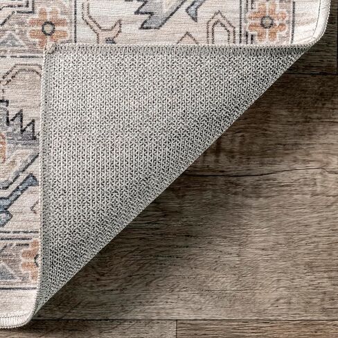 nuLOOM Darby Persian Stain Resistant Machine Washable Area Rug - 2x8 Machine Washable Runner Rug Traditional Beige/Ivory Rugs for Living Room Bedroom Dining Room Entryway Hallway Kitchen in Saudi Arabia