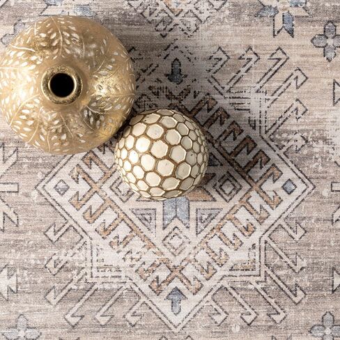 nuLOOM Darby Persian Stain Resistant Machine Washable Area Rug - 2x8 Machine Washable Runner Rug Traditional Beige/Ivory Rugs for Living Room Bedroom Dining Room Entryway Hallway Kitchen in Saudi Arabia