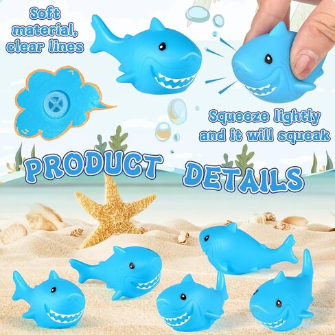 30 Pieces Rubber Sharks Blue Rubber Bath Sharks Cute Squeezable and Squeak Shark Small Rubber Sharks Bathtub Swimming Rubber Sharks Toys for Birthday Shower Bathtub Pool Party Favors in Saudi Arabia
