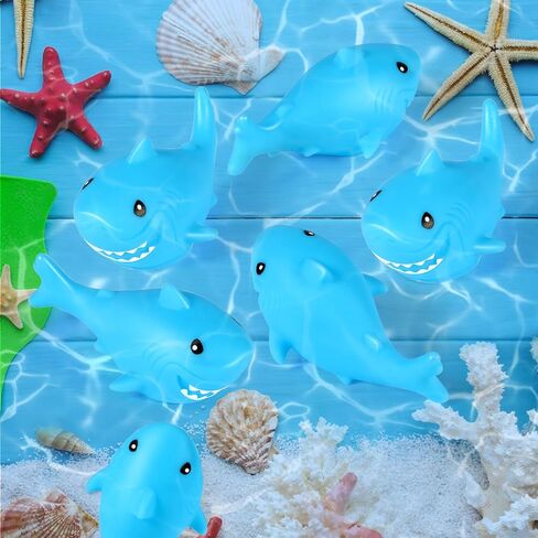 30 Pieces Rubber Sharks Blue Rubber Bath Sharks Cute Squeezable and Squeak Shark Small Rubber Sharks Bathtub Swimming Rubber Sharks Toys for Birthday Shower Bathtub Pool Party Favors in Saudi Arabia